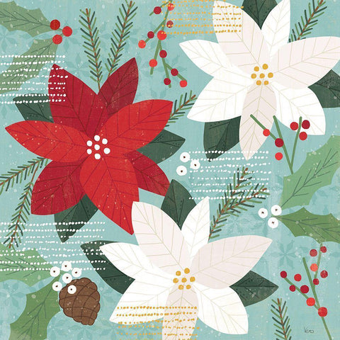 Mod Holiday III Black Ornate Wood Framed Art Print with Double Matting by Charron, Veronique