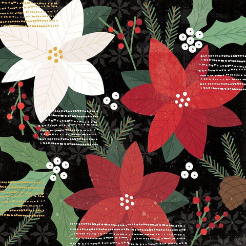 Mod Holiday IV Gold Ornate Wood Framed Art Print with Double Matting by Charron, Veronique