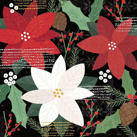 Mod Holiday V Black Modern Wood Framed Art Print with Double Matting by Charron, Veronique