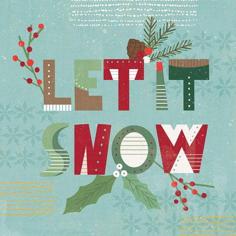 Mod Holiday VII White Modern Wood Framed Art Print with Double Matting by Charron, Veronique