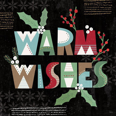 Mod Holiday VI Dark Black Ornate Wood Framed Art Print with Double Matting by Charron, Veronique