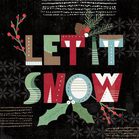 Mod Holiday VII Dark Gold Ornate Wood Framed Art Print with Double Matting by Charron, Veronique