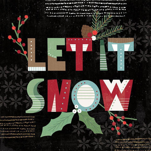 Mod Holiday VII Dark White Modern Wood Framed Art Print with Double Matting by Charron, Veronique