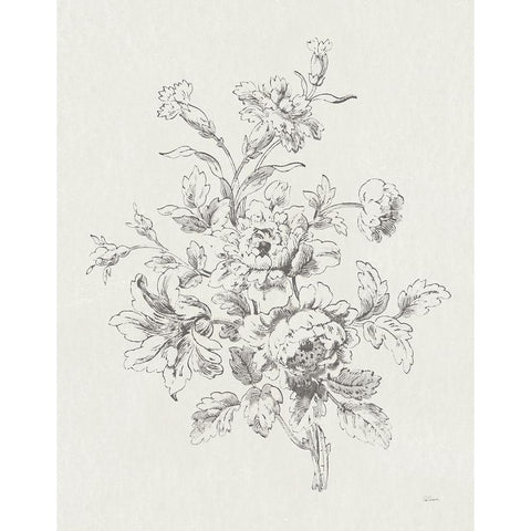 Toile Roses IX Neutral Gold Ornate Wood Framed Art Print with Double Matting by Schlabach, Sue