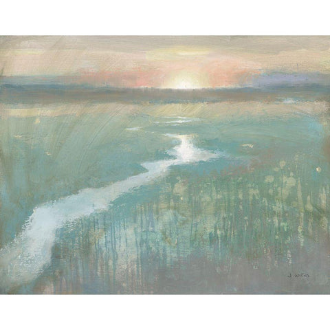 Evening Stream White Modern Wood Framed Art Print by Wiens, James