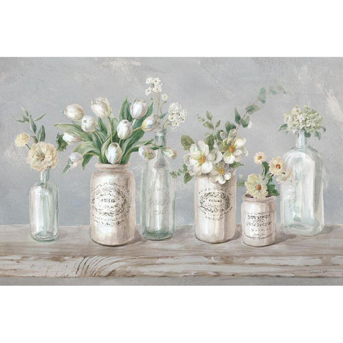 Marmalade Flowers I Neutral White Modern Wood Framed Art Print by Nai, Danhui