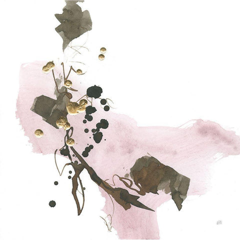 Gold Dots IV Pink Black Modern Wood Framed Art Print by Paschke, Chris