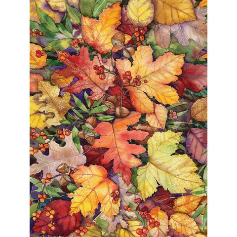 Leaves and Acorns White Modern Wood Framed Art Print by McKenna, Kathleen Parr