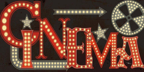 Movie Lights I v2 Black Ornate Wood Framed Art Print with Double Matting by Pela Studio