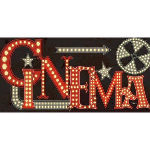 Movie Lights I v2 Black Modern Wood Framed Art Print with Double Matting by Pela Studio