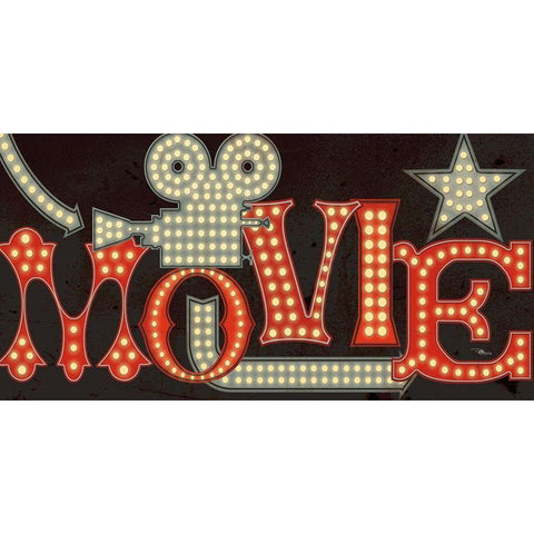 Movie Lights II v2 Black Modern Wood Framed Art Print with Double Matting by Pela Studio