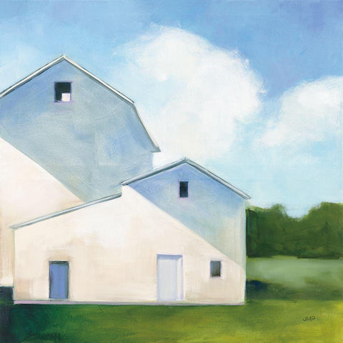 Barn Shadows White Modern Wood Framed Art Print by Purinton, Julia