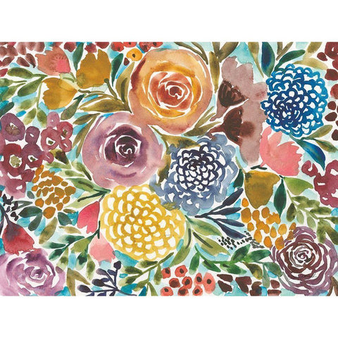 Spray of Flowers Gold Ornate Wood Framed Art Print with Double Matting by Warrick, Cheryl