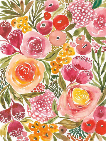 Full Bloom II White Modern Wood Framed Art Print with Double Matting by Warrick, Cheryl