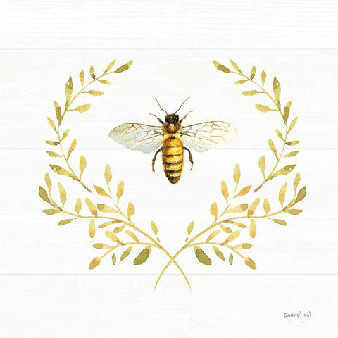 Bees and Blooms Bee Laurel Gold Ornate Wood Framed Art Print with Double Matting by Nai, Danhui