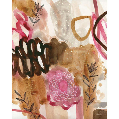 Petals and Fronds Black Modern Wood Framed Art Print with Double Matting by Horn, Laura