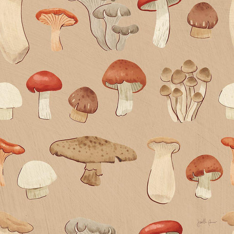 Mushroom Madness Pattern IIIC White Modern Wood Framed Art Print by Penner, Janelle