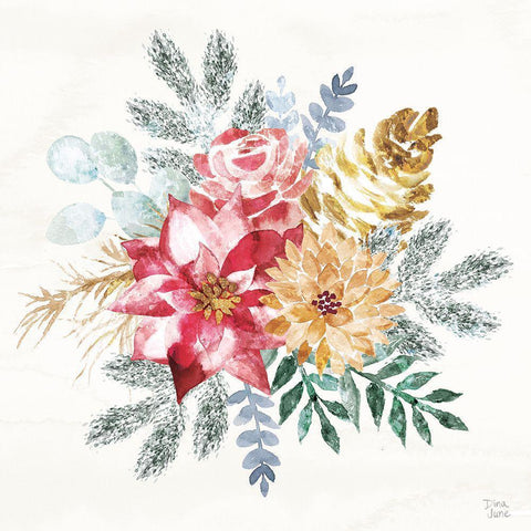 Holiday Sparkle II Gold Ornate Wood Framed Art Print with Double Matting by June, Dina