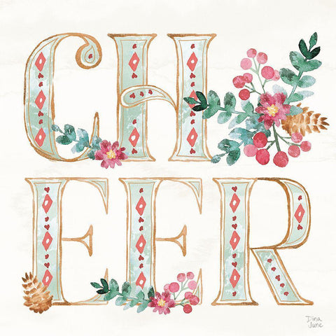 Holiday Sparkle VI Gold Ornate Wood Framed Art Print with Double Matting by June, Dina