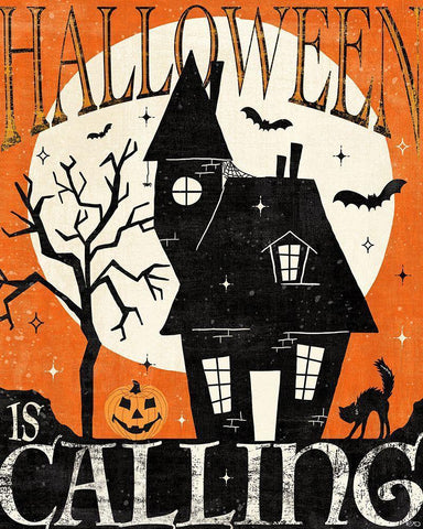 Halloween is Calling III Black Ornate Wood Framed Art Print with Double Matting by Charron, Veronique