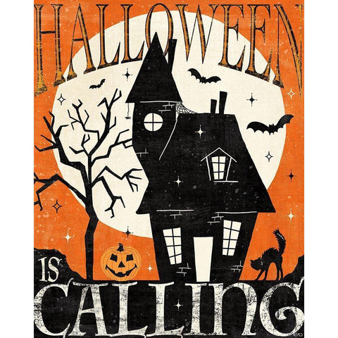 Halloween is Calling III Gold Ornate Wood Framed Art Print with Double Matting by Charron, Veronique