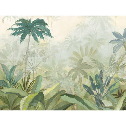 Lush Tropics Blue White Modern Wood Framed Art Print by Purinton, Julia