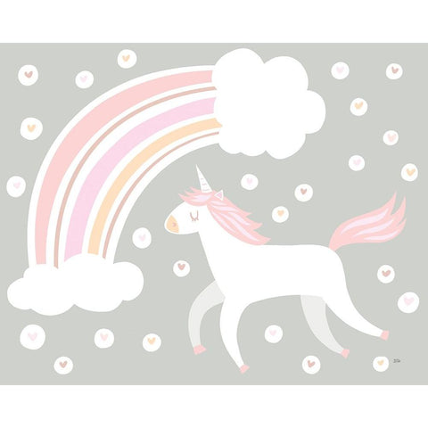 Happy Unicorn Neutral White Modern Wood Framed Art Print by Averinos, Melissa