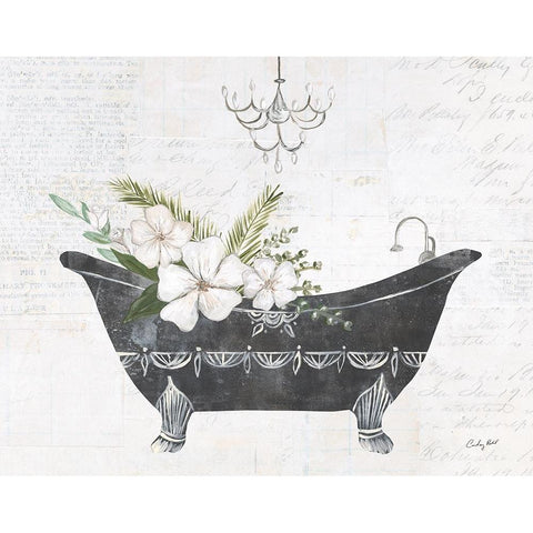 Floral Bath I White Modern Wood Framed Art Print by Prahl, Courtney