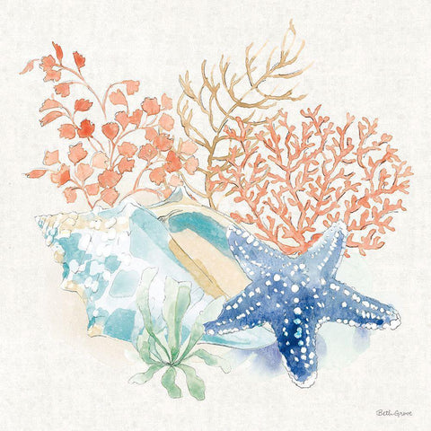 Seaside III Gold Ornate Wood Framed Art Print with Double Matting by Grove, Beth