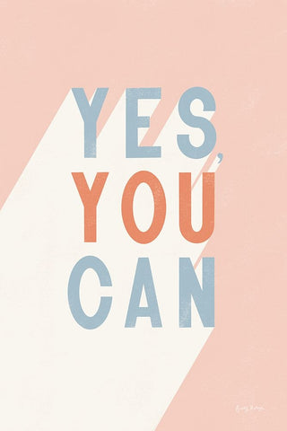 Yes You Can Pastel White Modern Wood Framed Art Print with Double Matting by Thorns, Becky