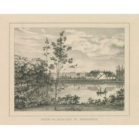 French Park Etching I Black Modern Wood Framed Art Print by Wild Apple Portfolio