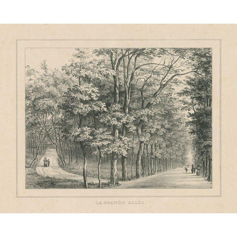 French Park Etching II Gold Ornate Wood Framed Art Print with Double Matting by Wild Apple Portfolio