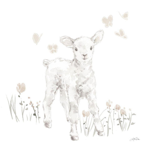 Spring Lambs I Neutral White Modern Wood Framed Art Print with Double Matting by Pete, Katrina