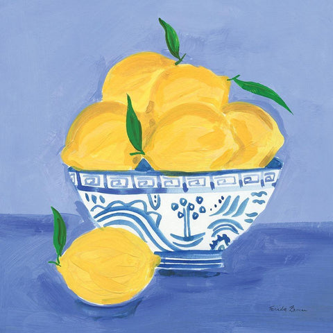 Lemon Still Life White Modern Wood Framed Art Print with Double Matting by Zaman, Farida