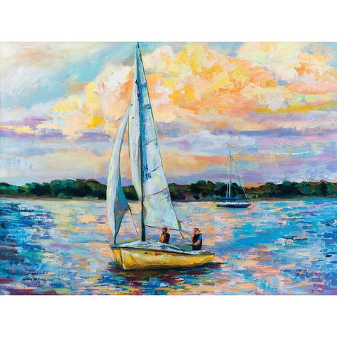 Sunday Sail Black Modern Wood Framed Art Print by Vertentes, Jeanette