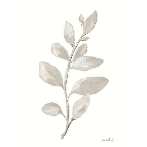 Gray Sage Leaves I on White Gold Ornate Wood Framed Art Print with Double Matting by Nai, Danhui