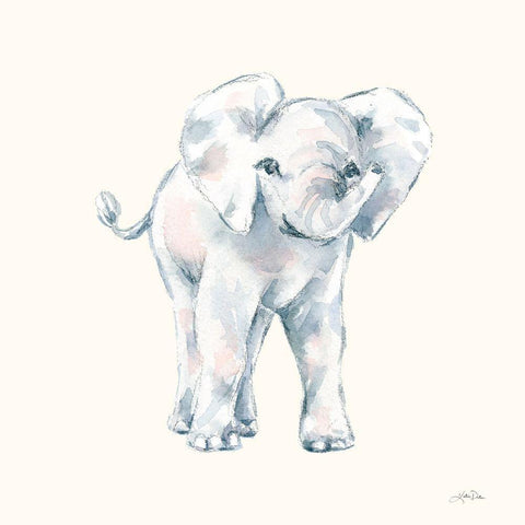 Baby Elephant on Cream White Modern Wood Framed Art Print by Pete, Katrina