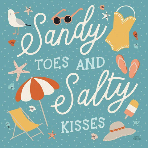 Beach Vibes II Black Modern Wood Framed Art Print with Double Matting by Marshall, Laura