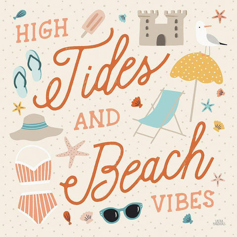 Beach Vibes III Black Modern Wood Framed Art Print with Double Matting by Marshall, Laura