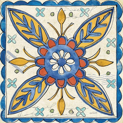 Tuscan Sun Tiles III Talavera White Modern Wood Framed Art Print by Tavoletti, Anne