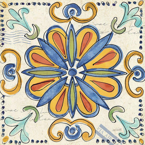 Tuscan Sun Tiles IV Talavera White Modern Wood Framed Art Print by Tavoletti, Anne