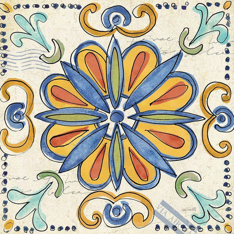 Tuscan Sun Tiles IV Talavera White Modern Wood Framed Art Print with Double Matting by Tavoletti, Anne