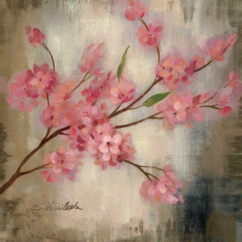 Cherry Blossom I Black Modern Wood Framed Art Print by Vassileva, Silvia