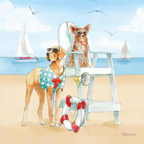 Summer Fun at the Beach IV Gold Ornate Wood Framed Art Print with Double Matting by Grove, Beth