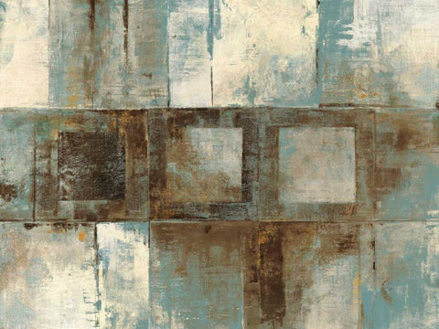 Euclid AveVariations-BlueandBrown White Modern Wood Framed Art Print with Double Matting by Schick, Mike