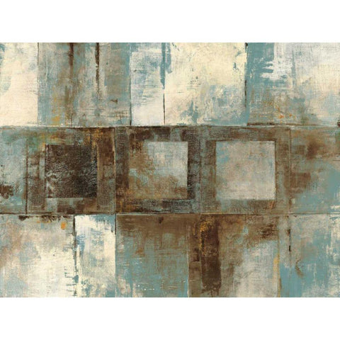 Euclid AveVariations-BlueandBrown White Modern Wood Framed Art Print by Schick, Mike
