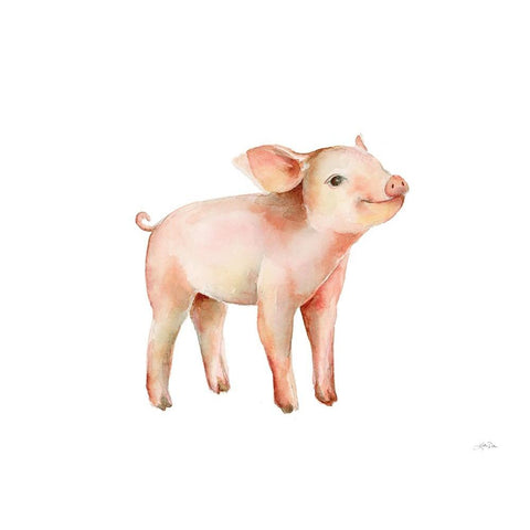 Sweet Piggy on White Gold Ornate Wood Framed Art Print with Double Matting by Pete, Katrina