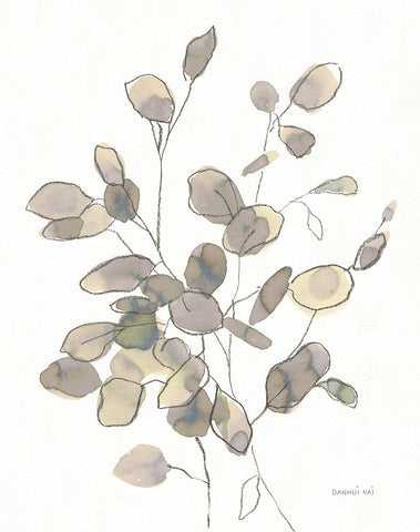 Transparent Leaves Dark White Modern Wood Framed Art Print with Double Matting by Nai, Danhui