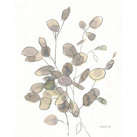 Transparent Leaves Dark White Modern Wood Framed Art Print by Nai, Danhui