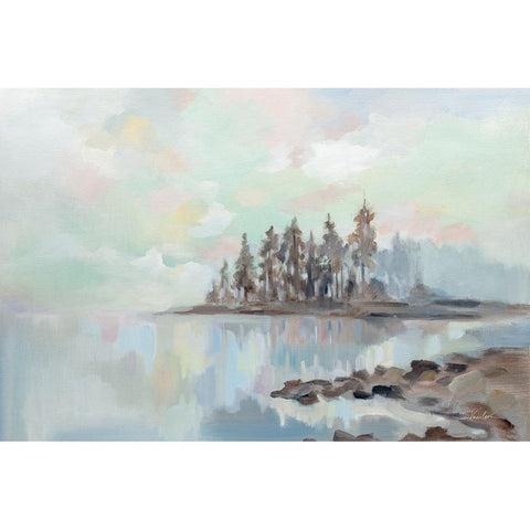 Foggy Lake White Modern Wood Framed Art Print by Vassileva, Silvia